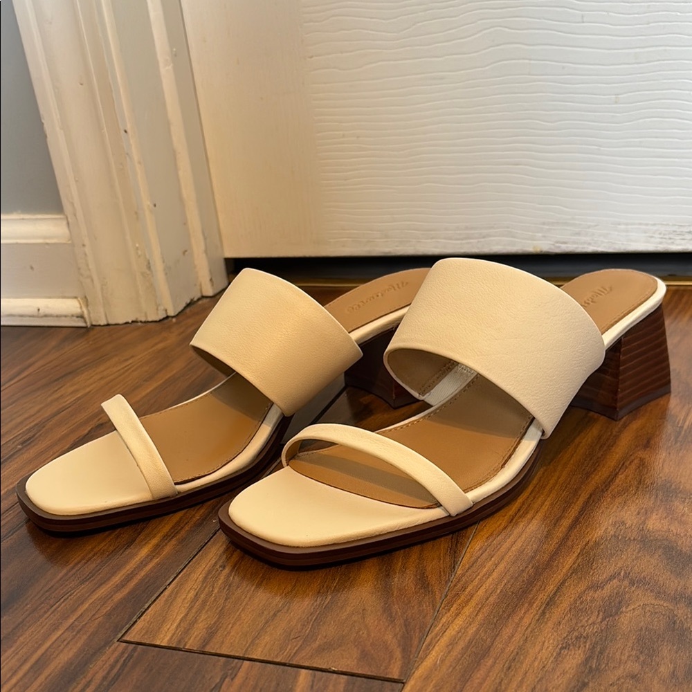 NWT ✨Madewell Cream Block Heel Leather Sandals